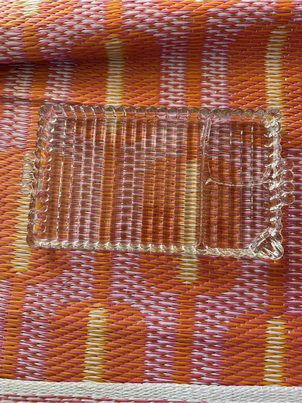 Vintage hazel atlas Clear Glass Sectioned Serving Tray with glass